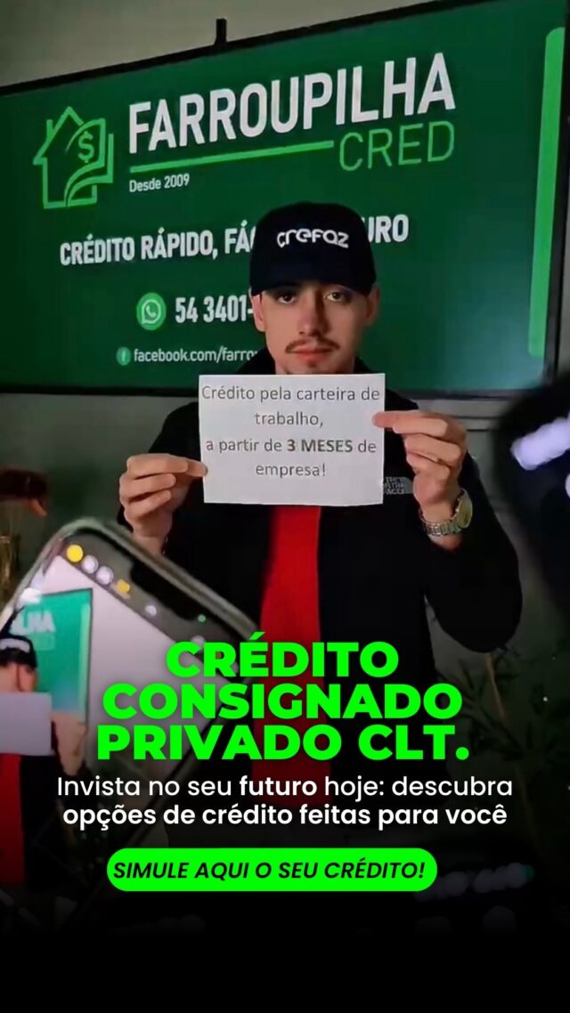 **Consignado Privado: Crédito para Trabalhadores CLT!**Se você é trabalhador com carteira assinada(CLT), pode contar com o Consignado Privado da Farroupilhacred! Com parcelas fixas e desconto direto na folha de pagamento, o crédito se torna mais acessível e prático.**Consulte as condições e descubra como essa opção pode se encaixar no seu planejamento financeiro. Dê início ao seu projeto hoje mesmo!**